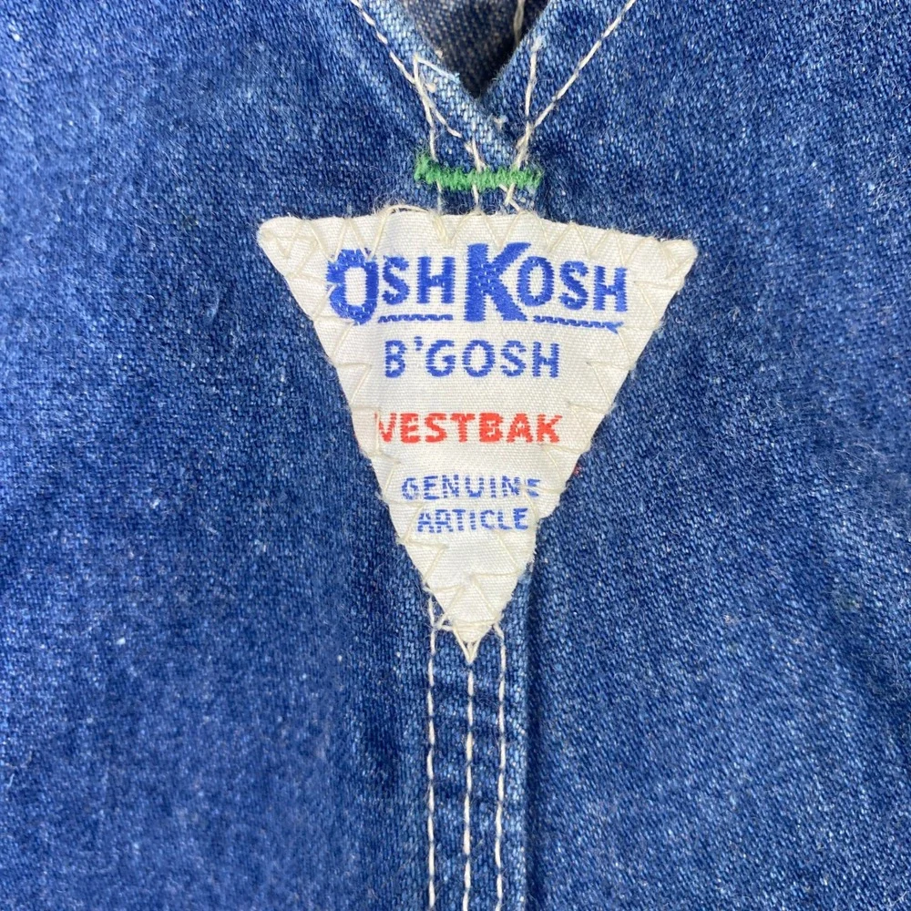 Vintage OshKosh B'gosh Vestbak Blue Denim Overalls Made in USA Toddler 4T
